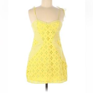 For Love Bell yellow dress fits like a small but says Large. Worn once